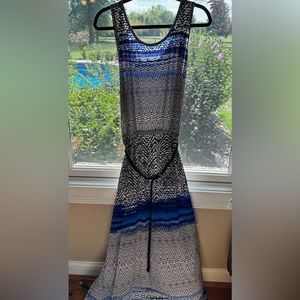 Fever Ladies Blue White Black‎ Sleeveless Maxi Dress, Size XXL